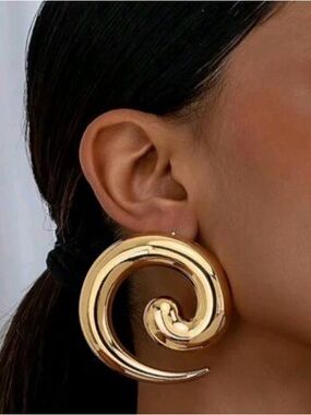 Gold Spiral Hoop Earrings - Women Jewelry